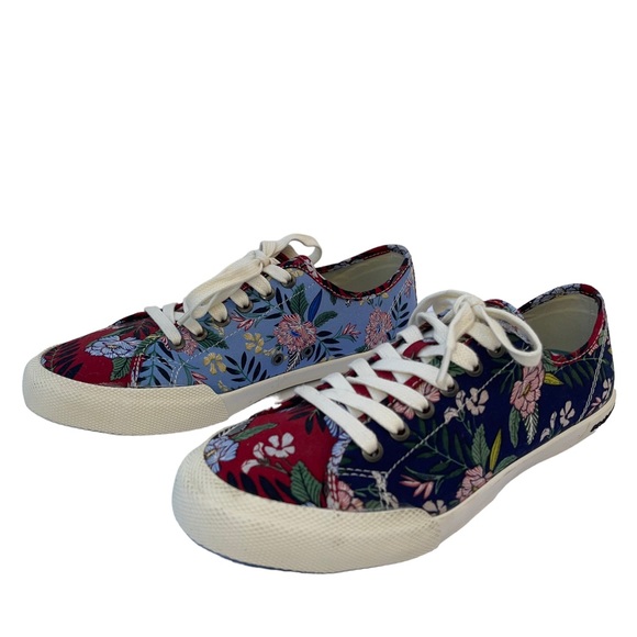 SeaVees Women's Monterey Sneaker Flower Patchwork Poplin Twill Sz. 6.5 - Picture 2 of 8